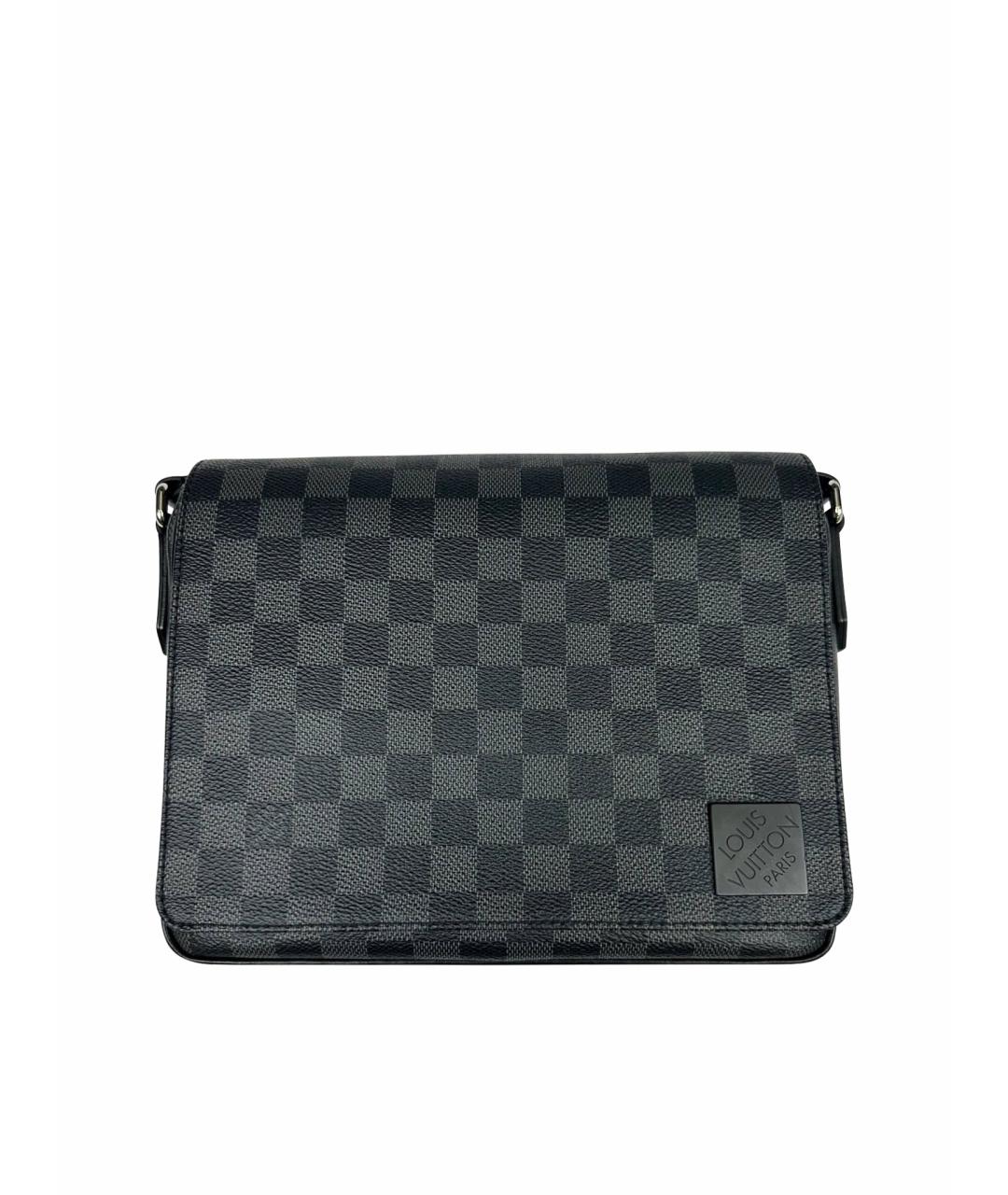 LOUIS VUITTON Антрацитовая кожаная сумка на плечо, фото 1
