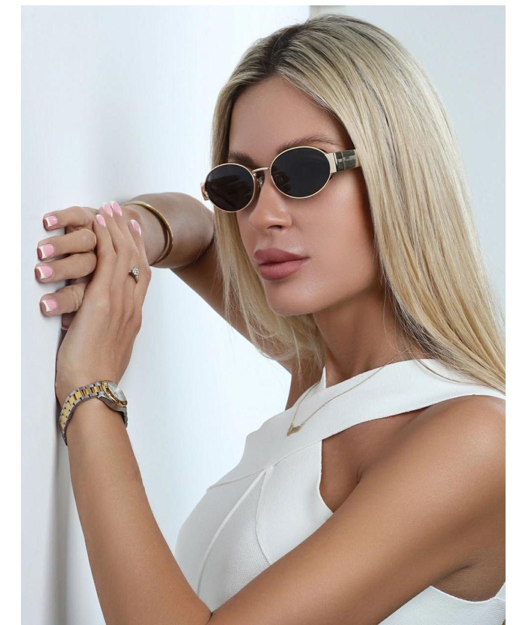 MARC JACOBS Золотые металлические солнцезащитные очки, фото 3
