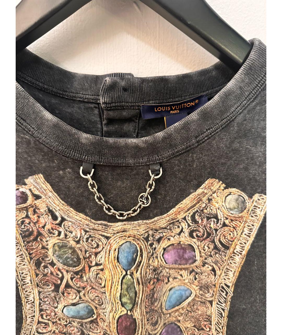 LOUIS VUITTON Антрацитовая хлопковая футболка, фото 3