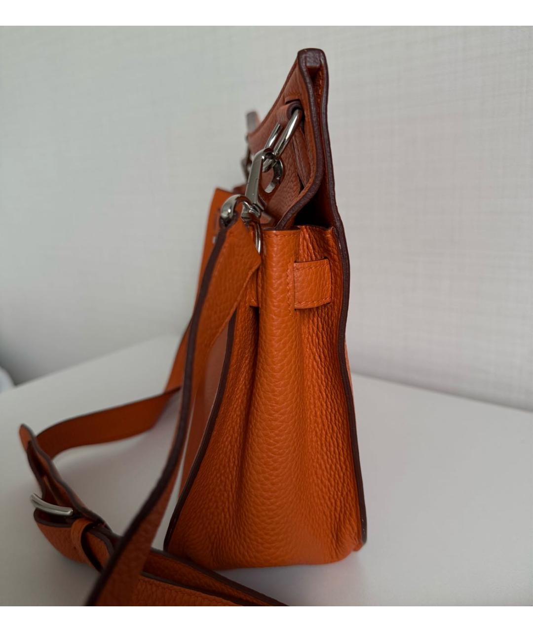 HERMES Оранжевая кожаная сумка через плечо, фото 7
