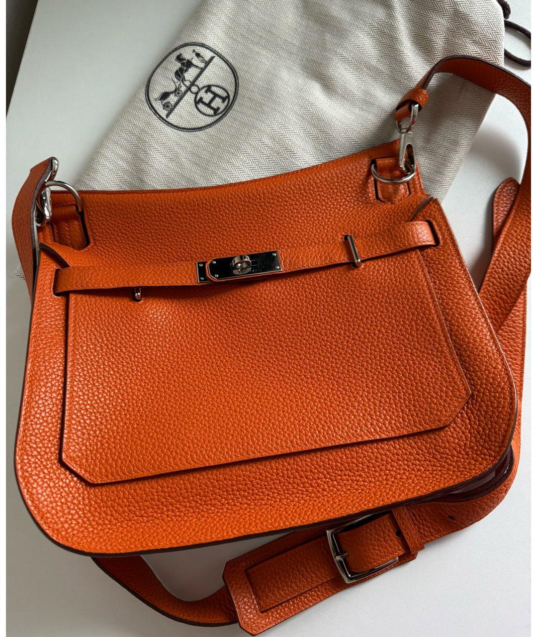 HERMES Оранжевая кожаная сумка через плечо, фото 4