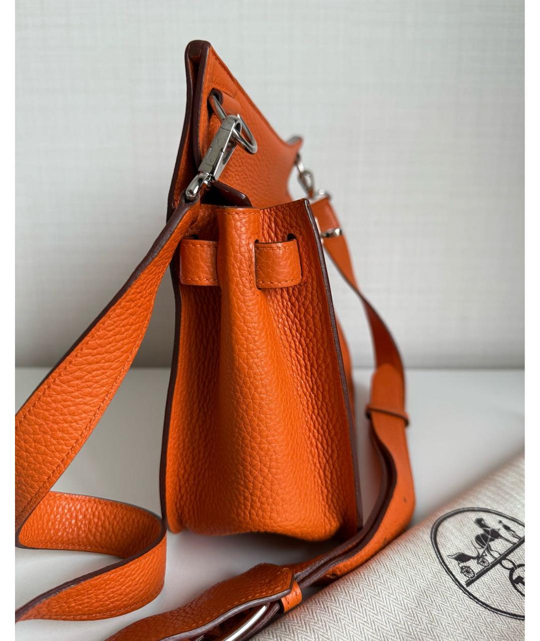 HERMES Оранжевая кожаная сумка через плечо, фото 6