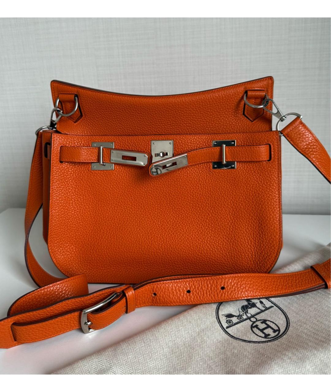 HERMES Оранжевая кожаная сумка через плечо, фото 9