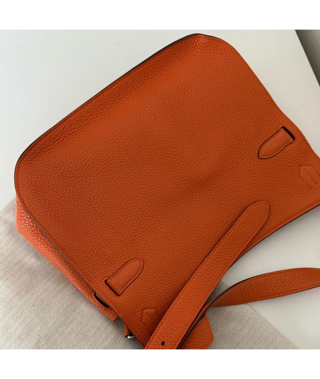 HERMES Оранжевая кожаная сумка через плечо, фото 8