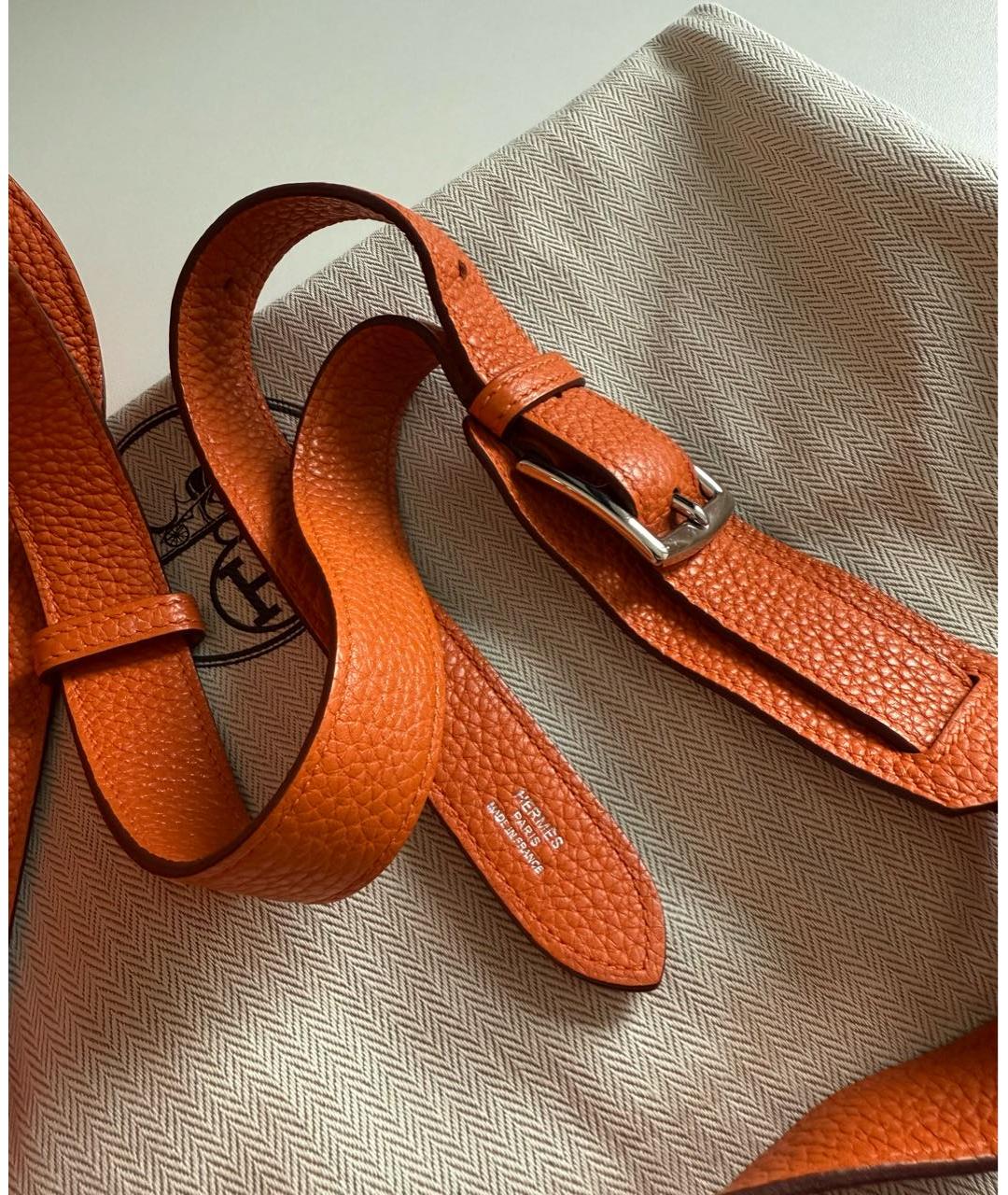 HERMES Оранжевая кожаная сумка через плечо, фото 5