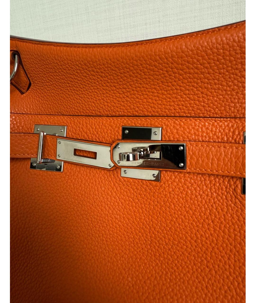 HERMES Оранжевая кожаная сумка через плечо, фото 3