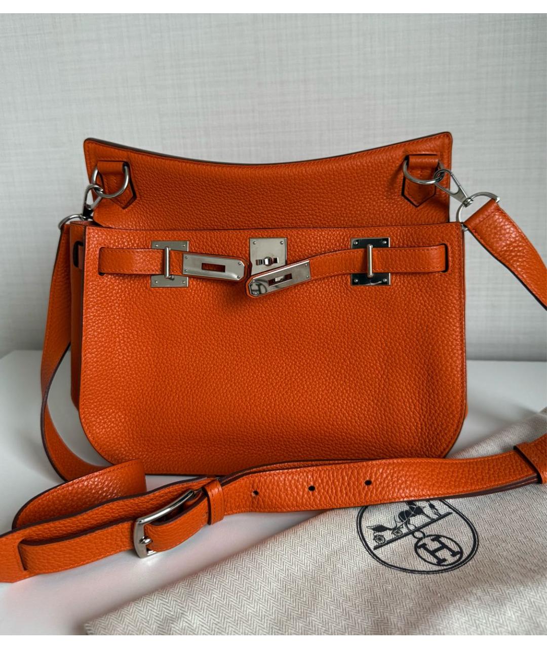 HERMES Оранжевая кожаная сумка через плечо, фото 2