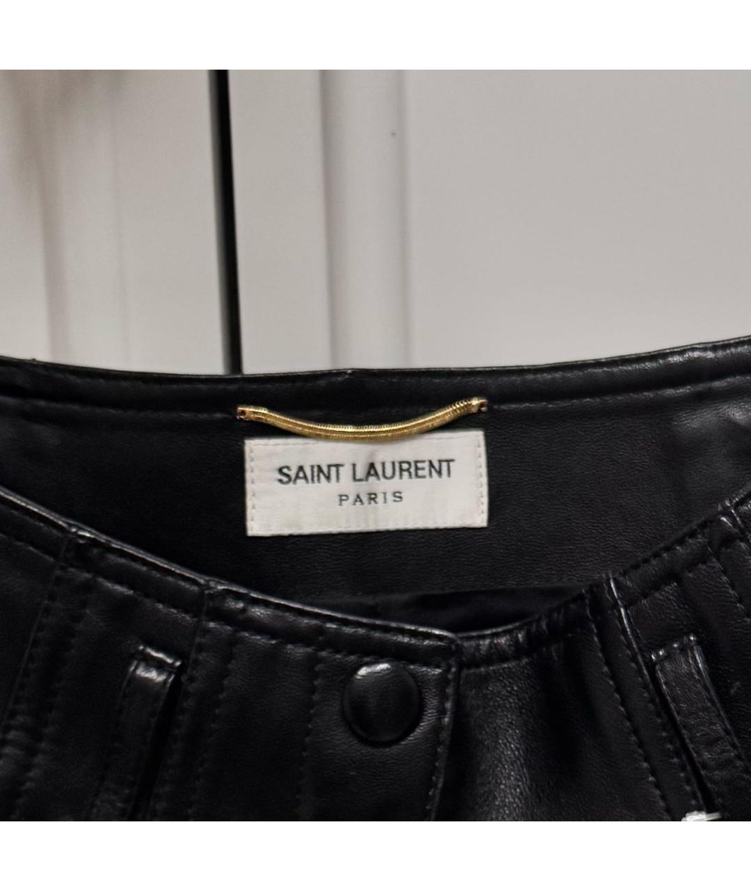 SAINT LAURENT Черные кожаные шорты, фото 4