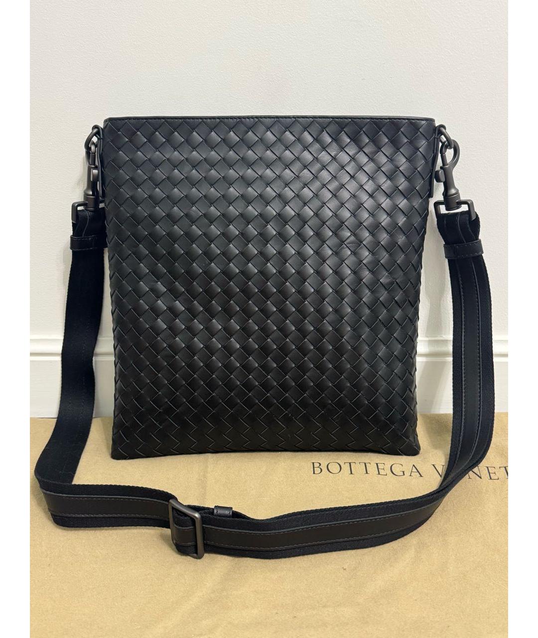 BOTTEGA VENETA Черная кожаная сумка на плечо, фото 9
