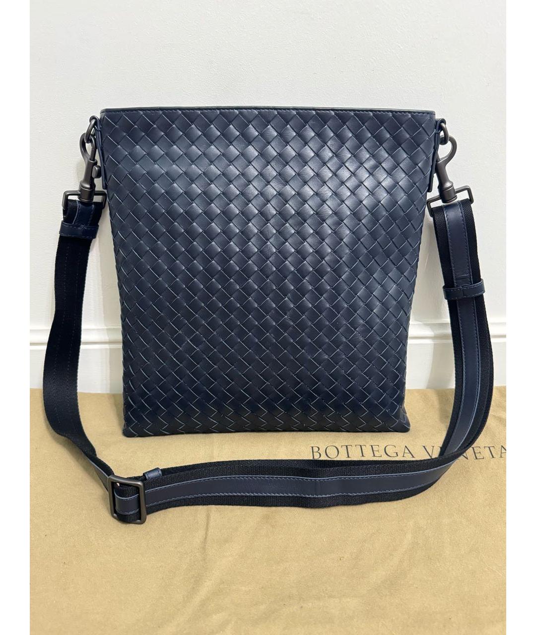 BOTTEGA VENETA Темно-синяя кожаная сумка на плечо, фото 9