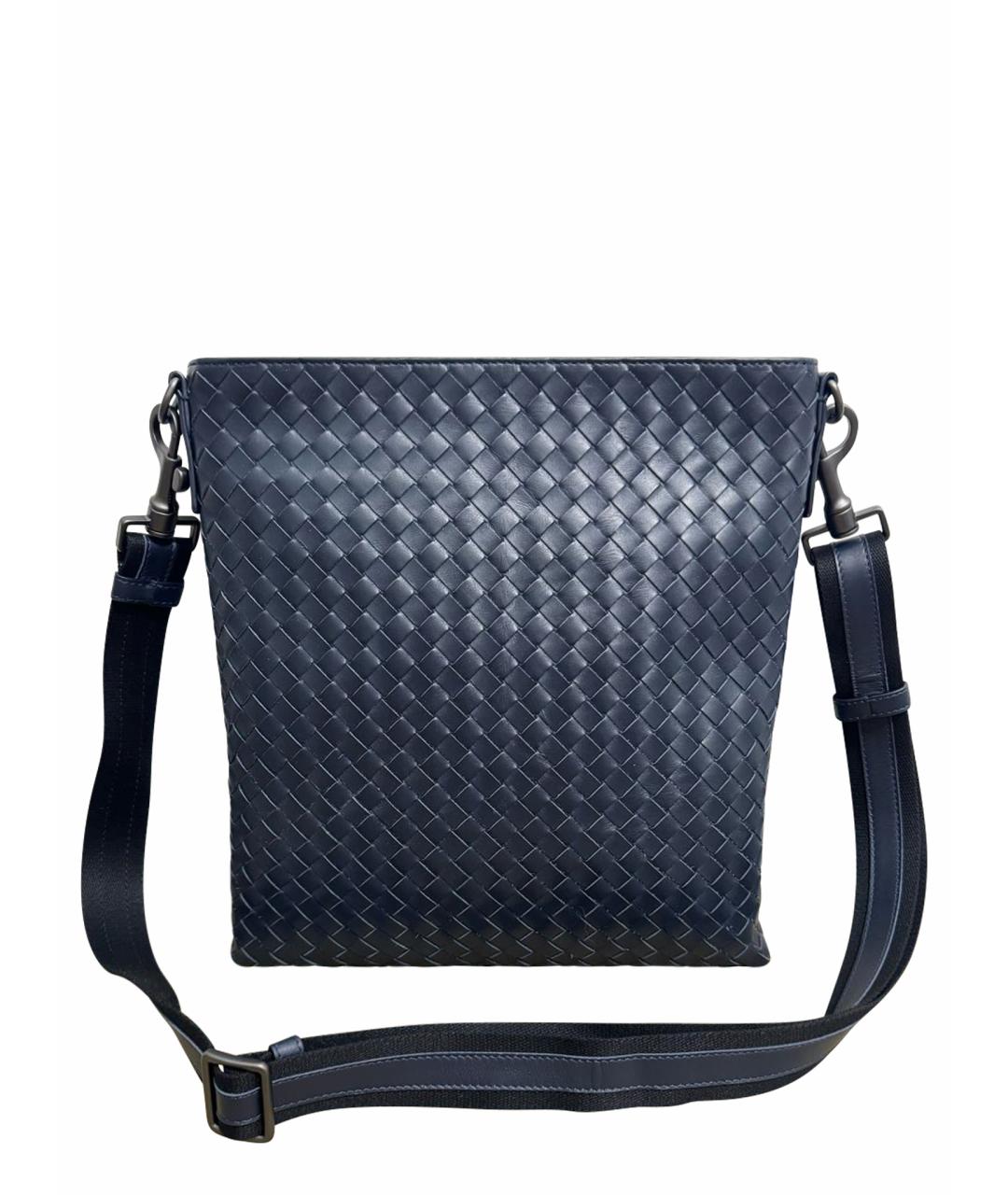 BOTTEGA VENETA Темно-синяя кожаная сумка на плечо, фото 1