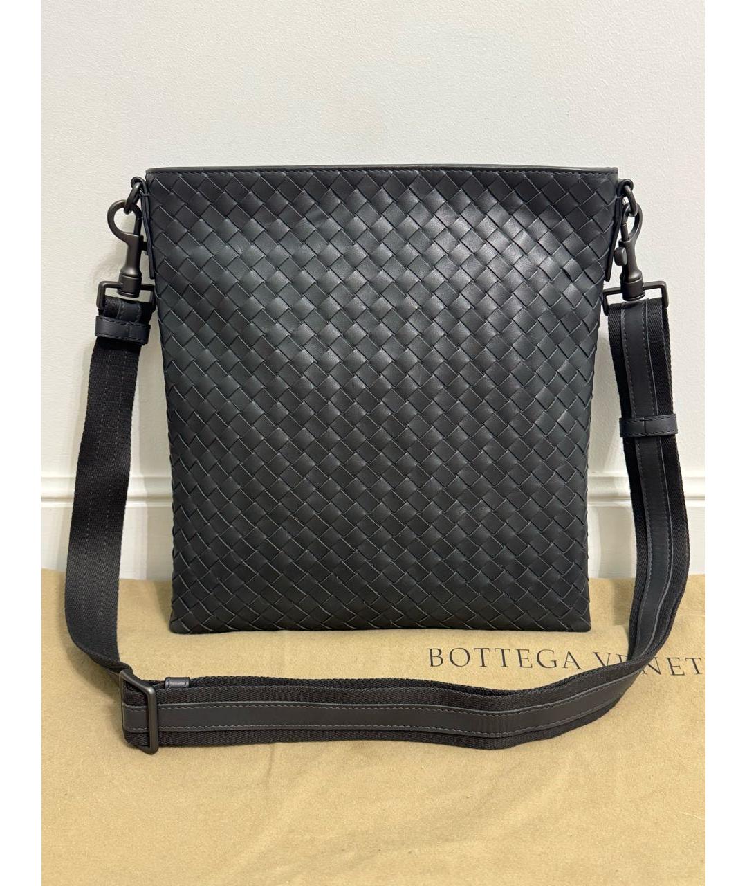 BOTTEGA VENETA Антрацитовая кожаная сумка на плечо, фото 9