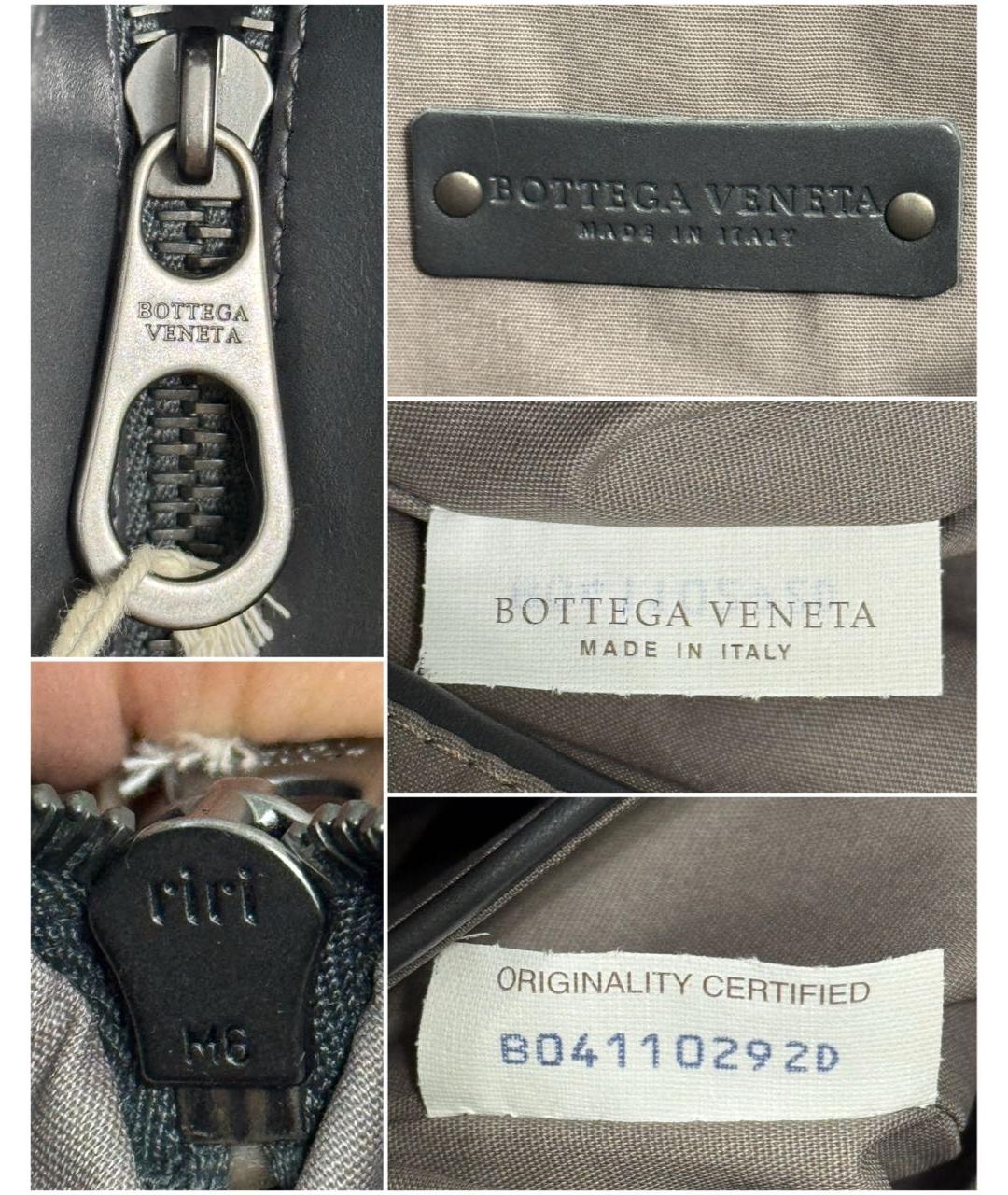 BOTTEGA VENETA Антрацитовая кожаная сумка на плечо, фото 6