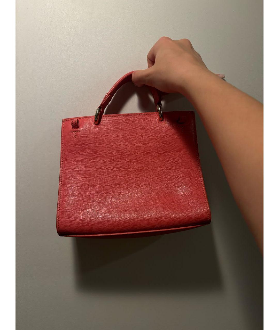 FURLA Коралловая кожаная сумка с короткими ручками, фото 3