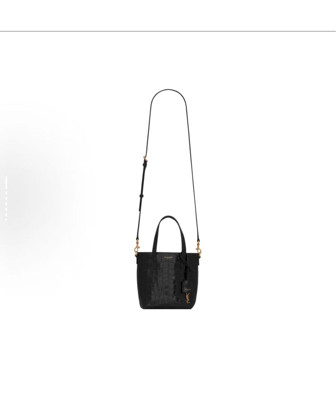 SAINT LAURENT Черная кожаная сумка с короткими ручками, фото 5
