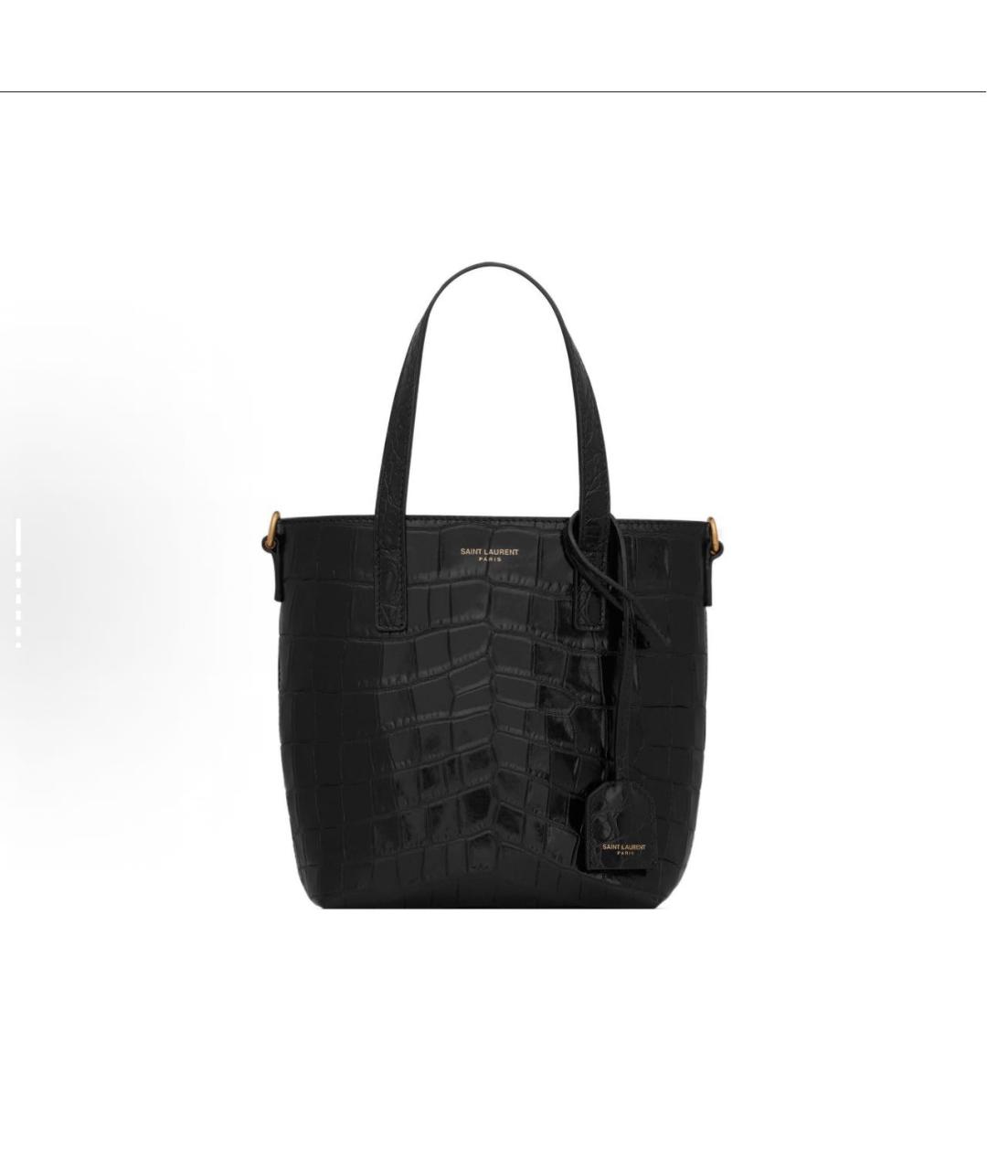 SAINT LAURENT Черная кожаная сумка с короткими ручками, фото 8