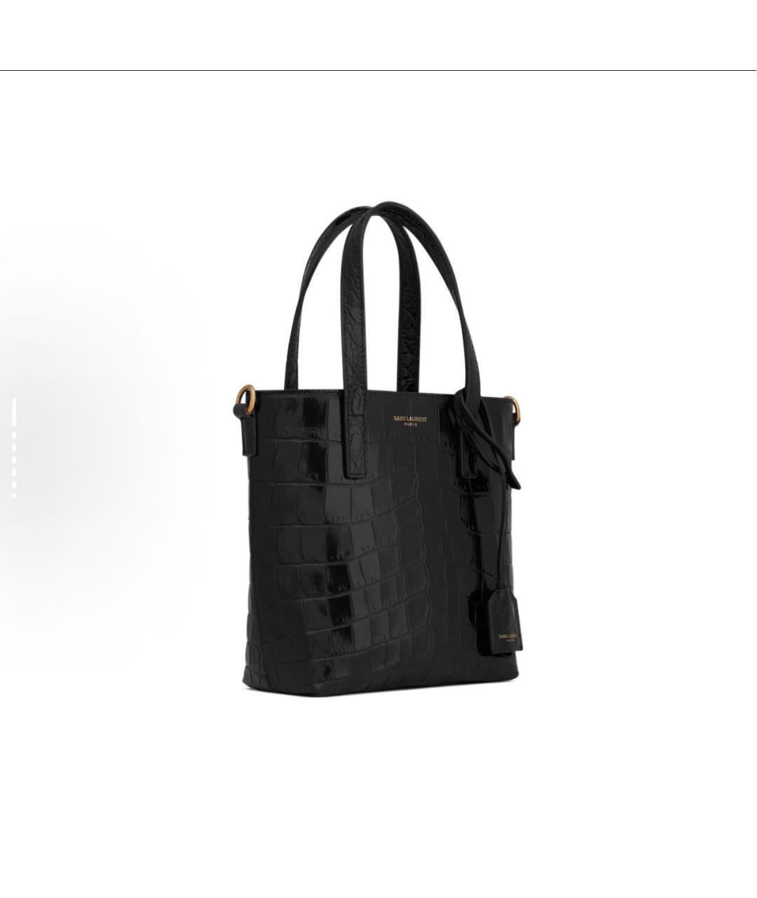 SAINT LAURENT Черная кожаная сумка с короткими ручками, фото 3