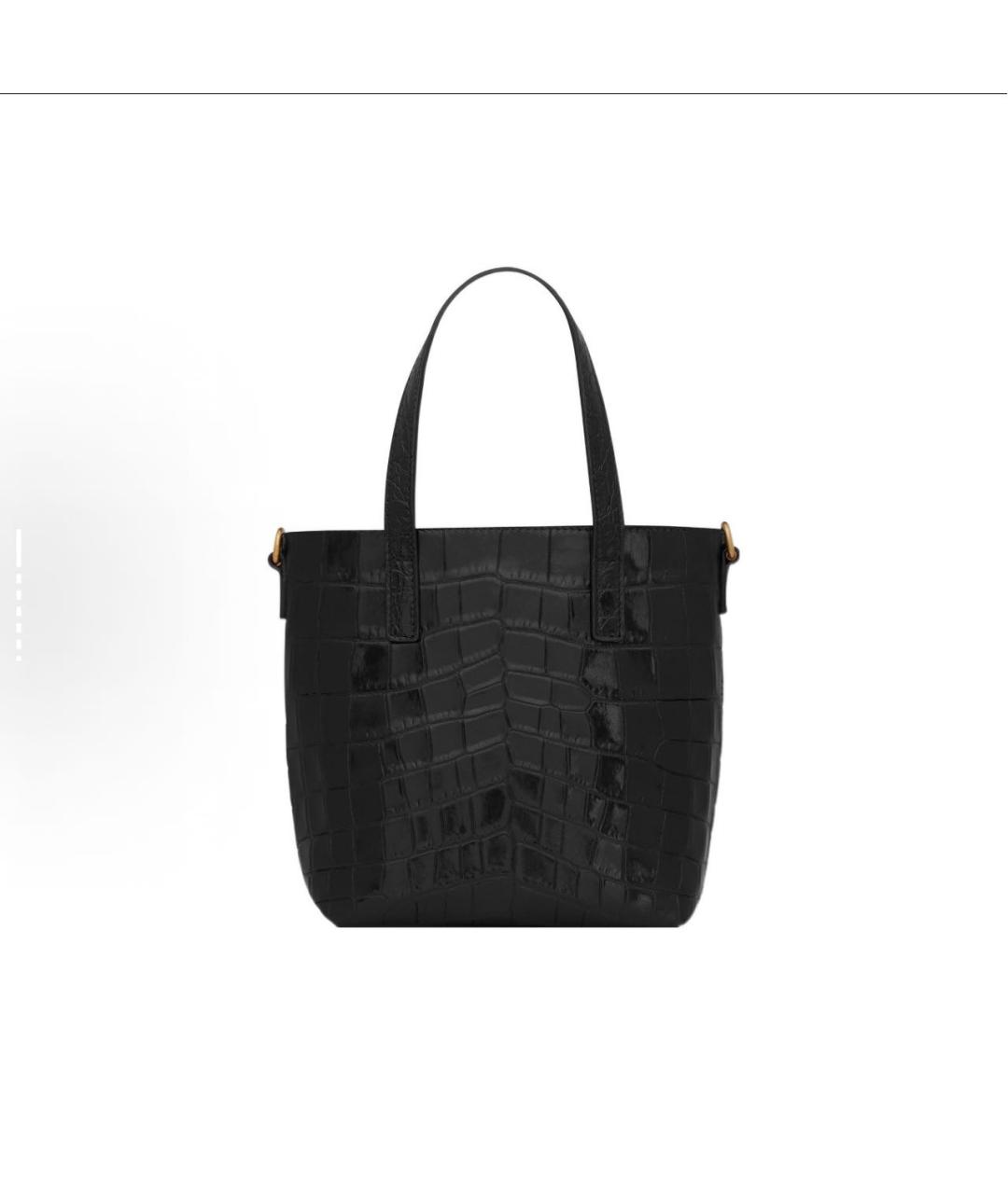 SAINT LAURENT Черная кожаная сумка с короткими ручками, фото 2