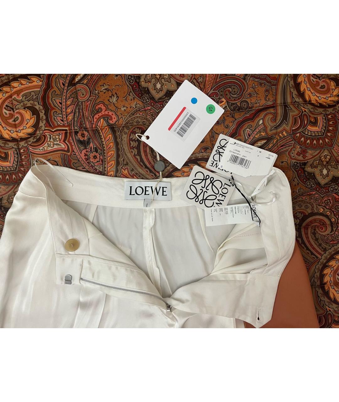 LOEWE Белые вискозные брюки широкие, фото 2