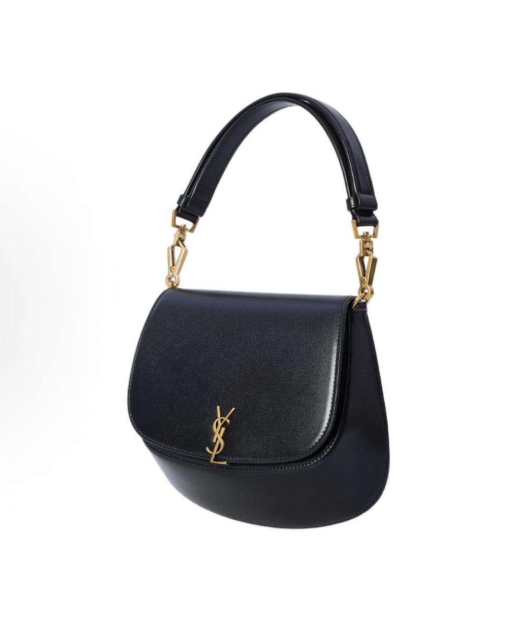 SAINT LAURENT Черная кожаная сумка с короткими ручками, фото 2