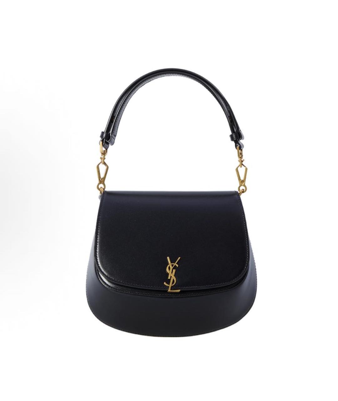 SAINT LAURENT Черная кожаная сумка с короткими ручками, фото 1