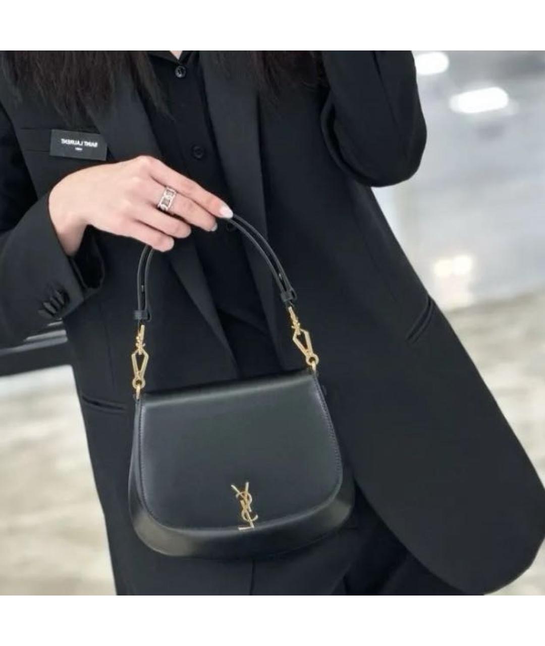 SAINT LAURENT Черная кожаная сумка с короткими ручками, фото 4