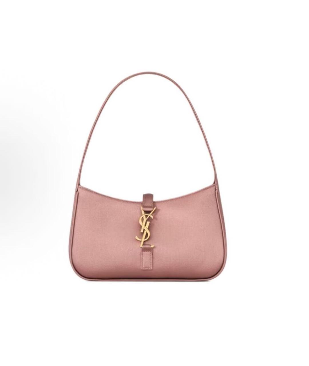 SAINT LAURENT Коралловая кожаная сумка с короткими ручками, фото 5