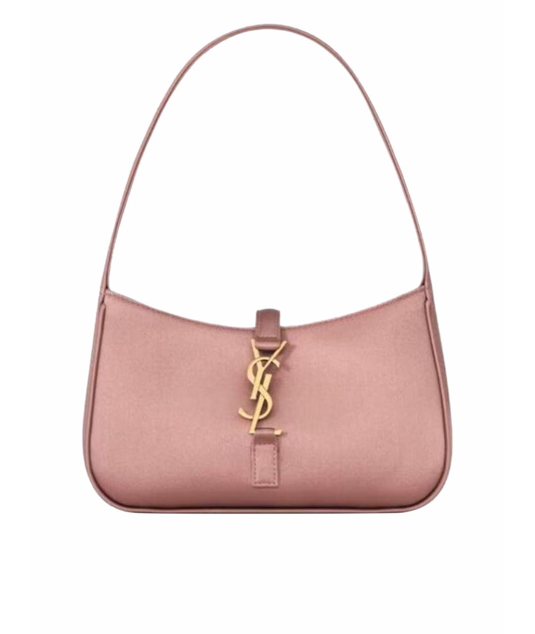 SAINT LAURENT Коралловая кожаная сумка с короткими ручками, фото 1