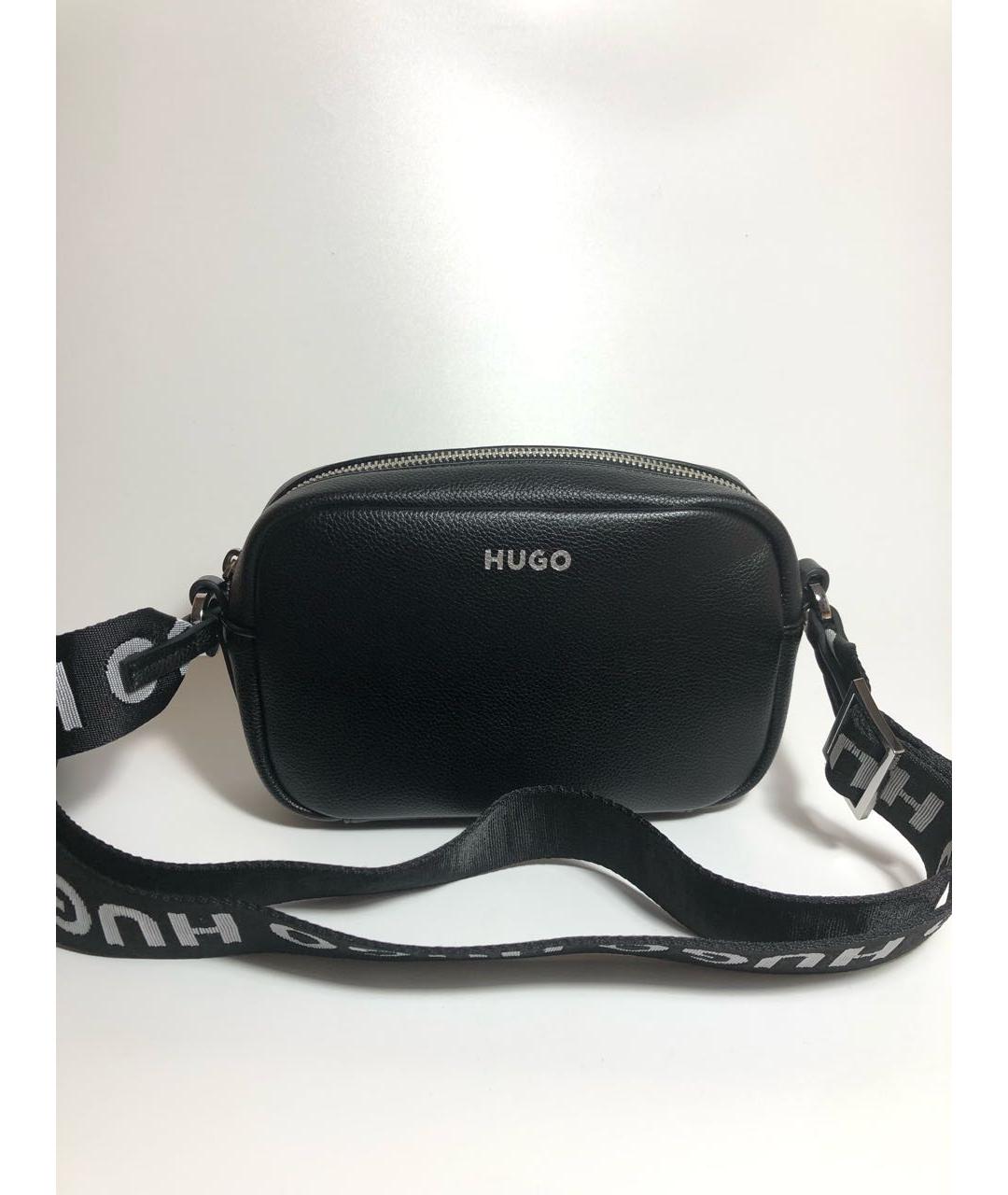 HUGO BOSS Черная кожаная сумка через плечо, фото 8