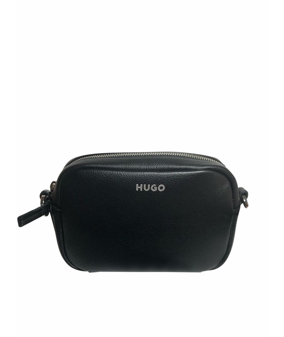 HUGO BOSS Черная кожаная сумка через плечо, фото 1