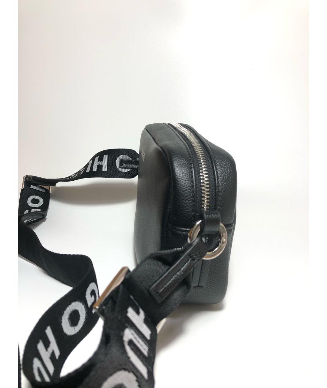 HUGO BOSS Черная кожаная сумка через плечо, фото 2