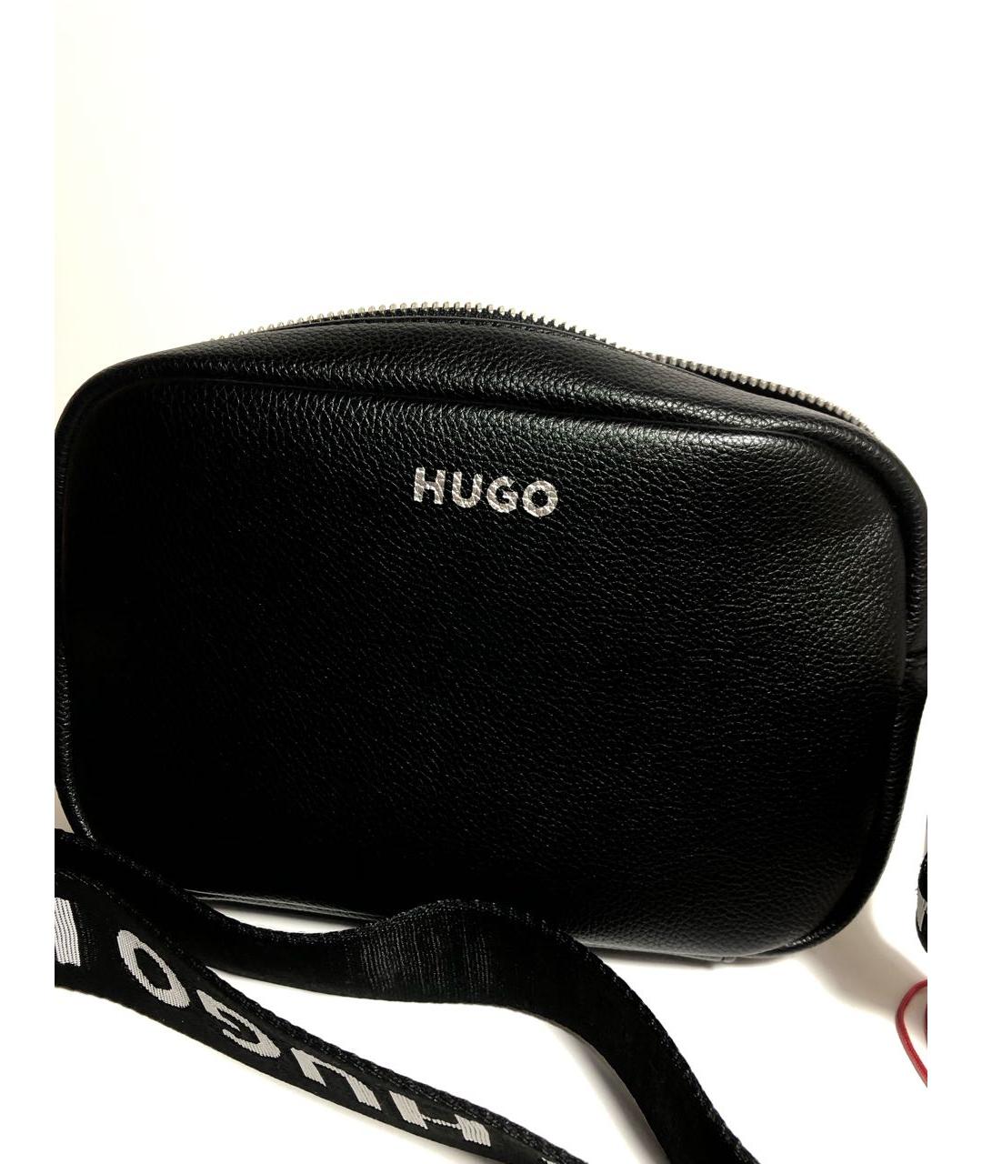 HUGO BOSS Черная кожаная сумка через плечо, фото 5