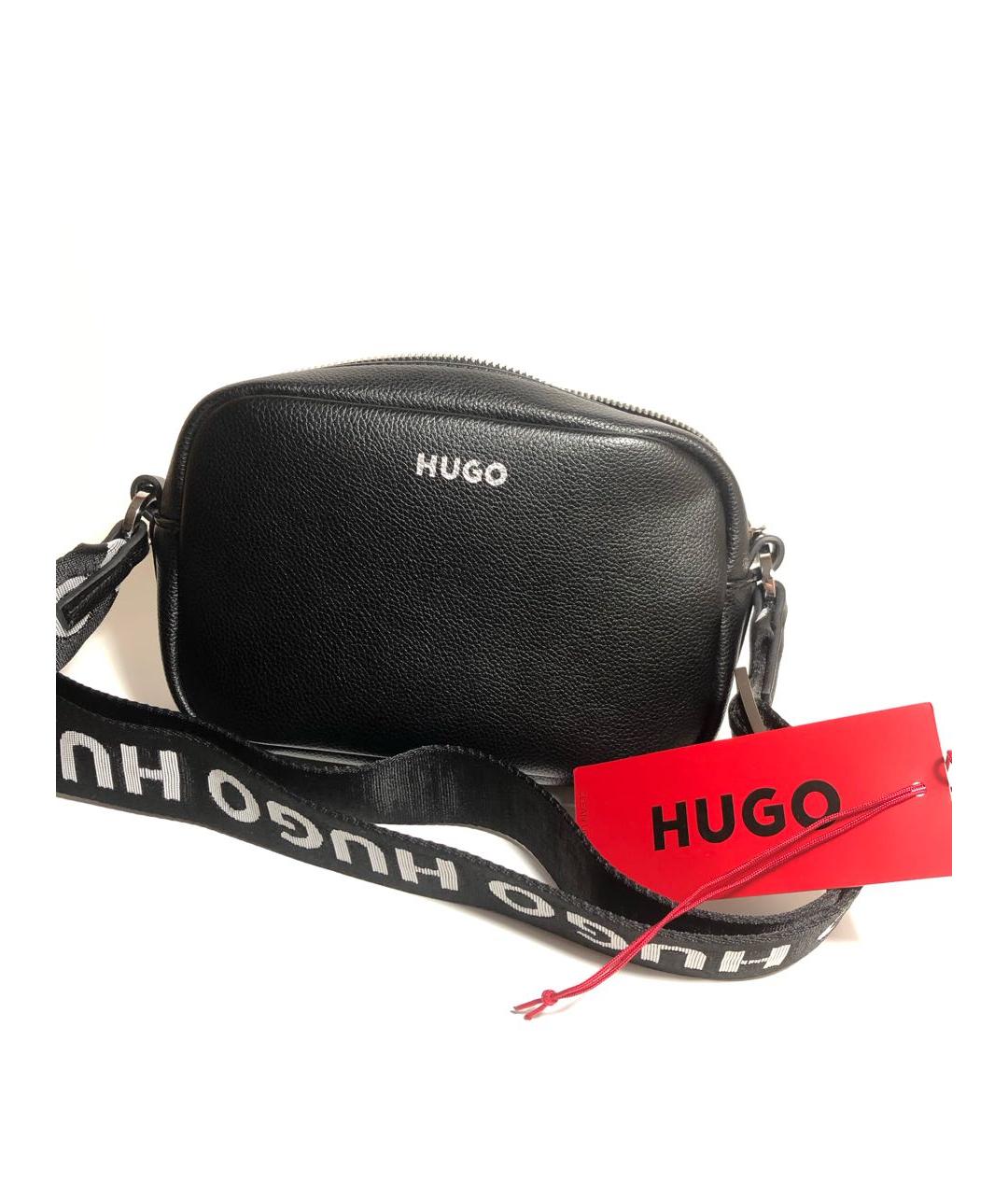 HUGO BOSS Черная кожаная сумка через плечо, фото 7