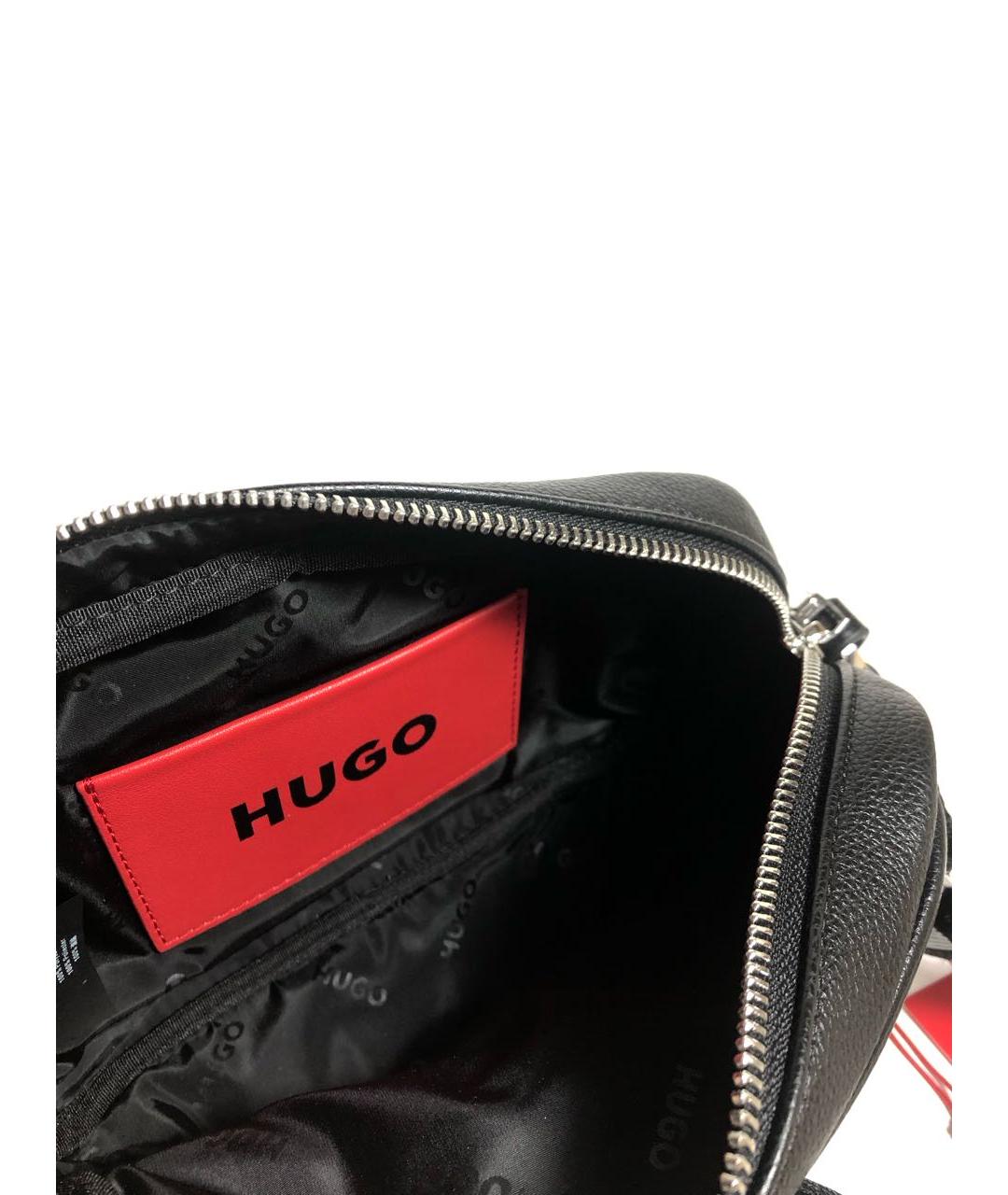 HUGO BOSS Черная кожаная сумка через плечо, фото 4