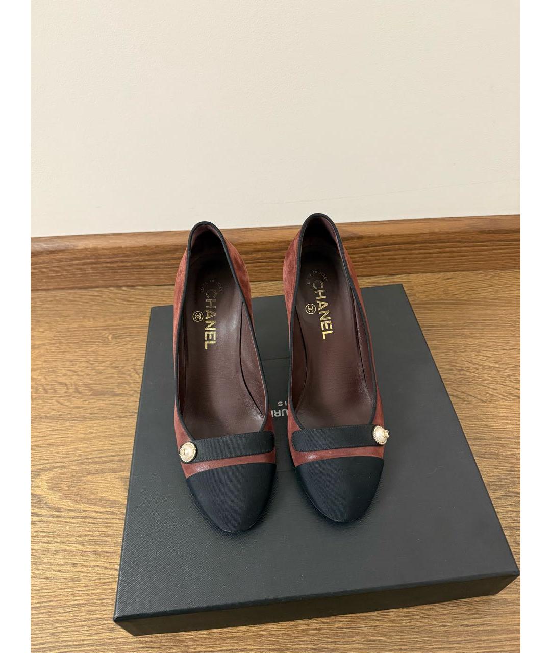 CHANEL Бордовые замшевые туфли, фото 2