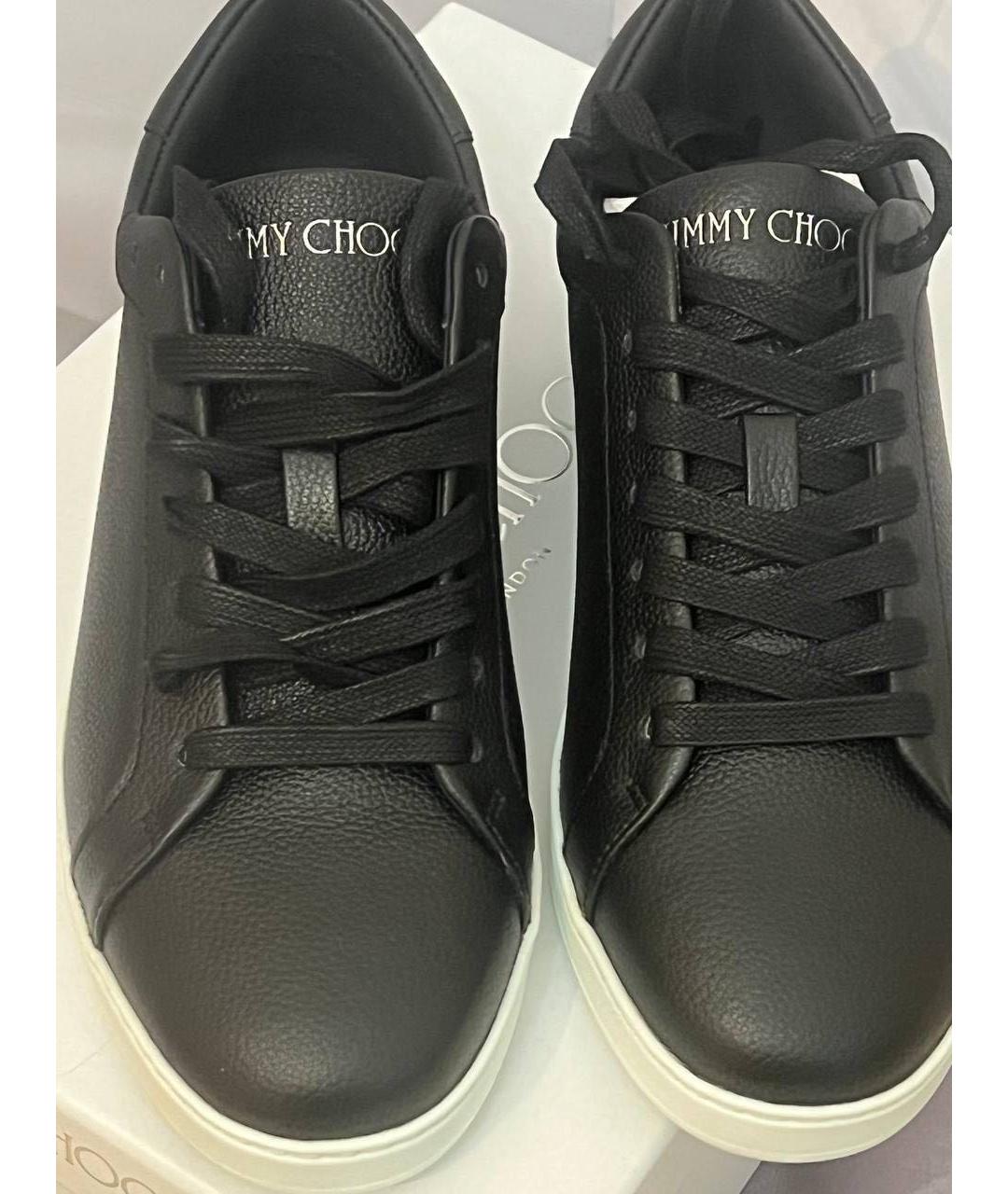JIMMY CHOO Черные кожаные кеды, фото 2