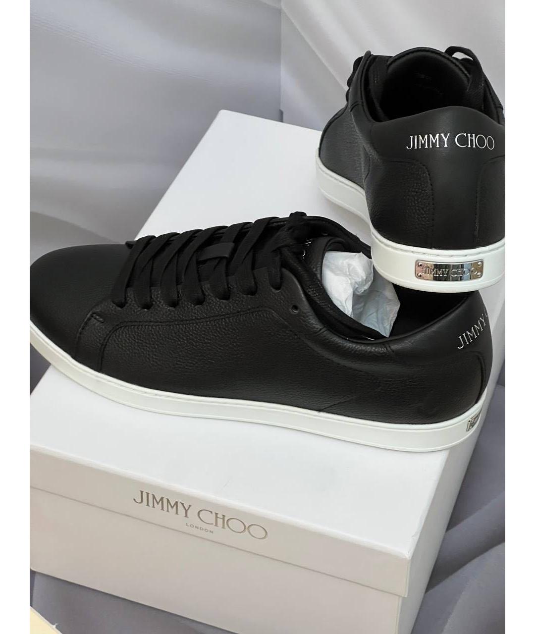 JIMMY CHOO Черные кожаные кеды, фото 3