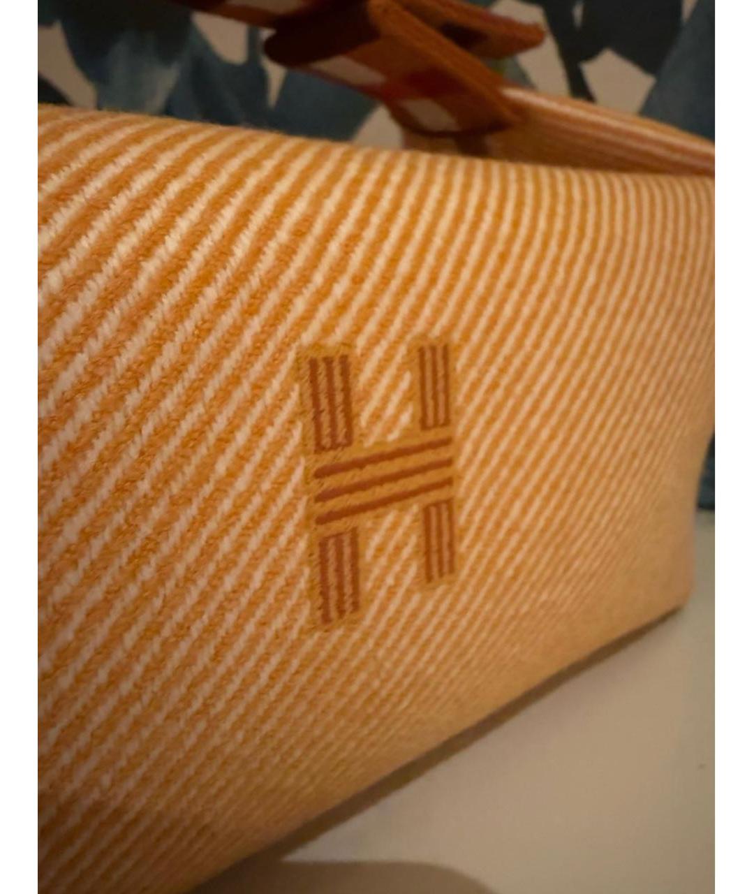 HERMES Бежевая хлопковая косметичка, фото 3