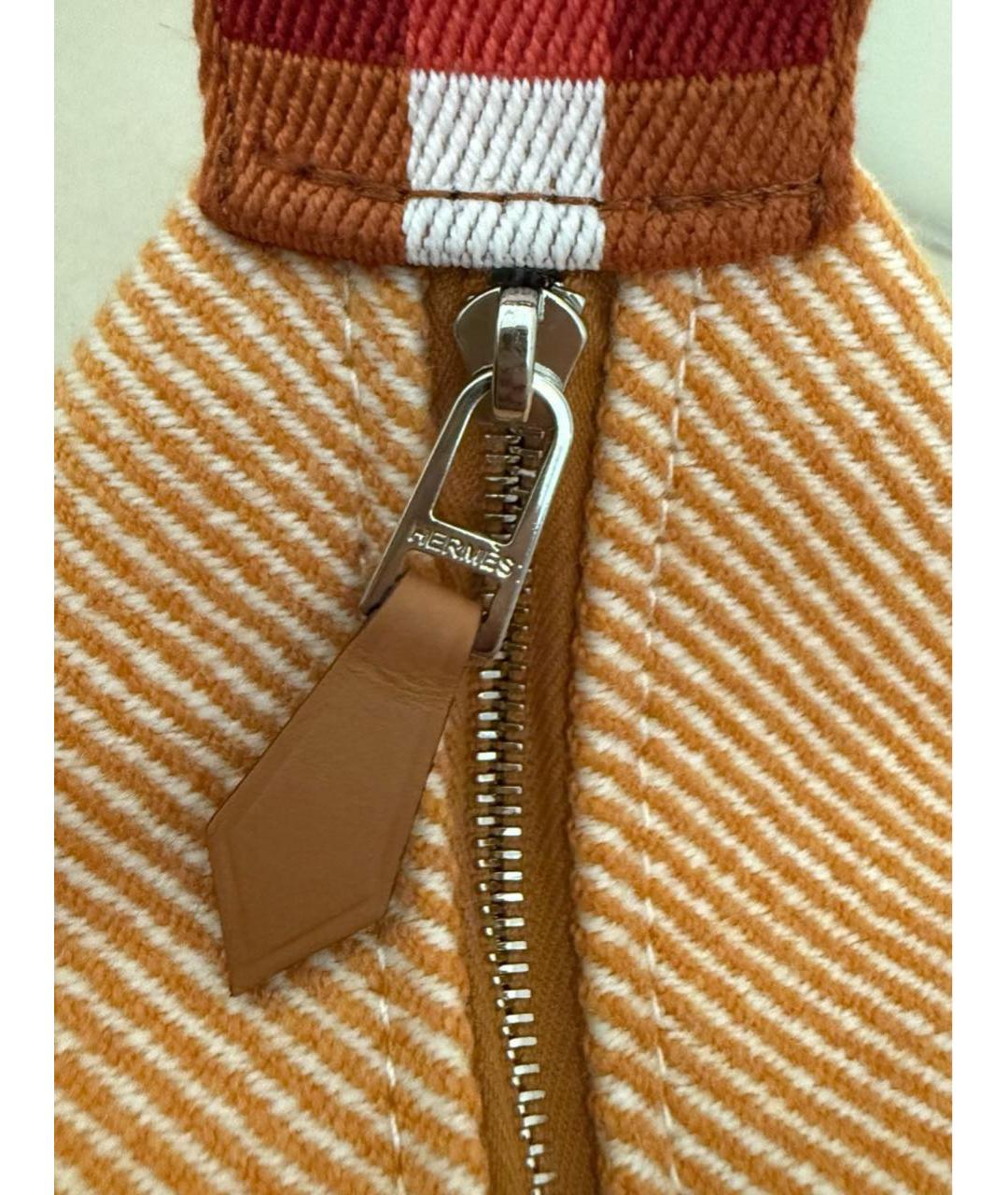 HERMES Бежевая хлопковая косметичка, фото 5