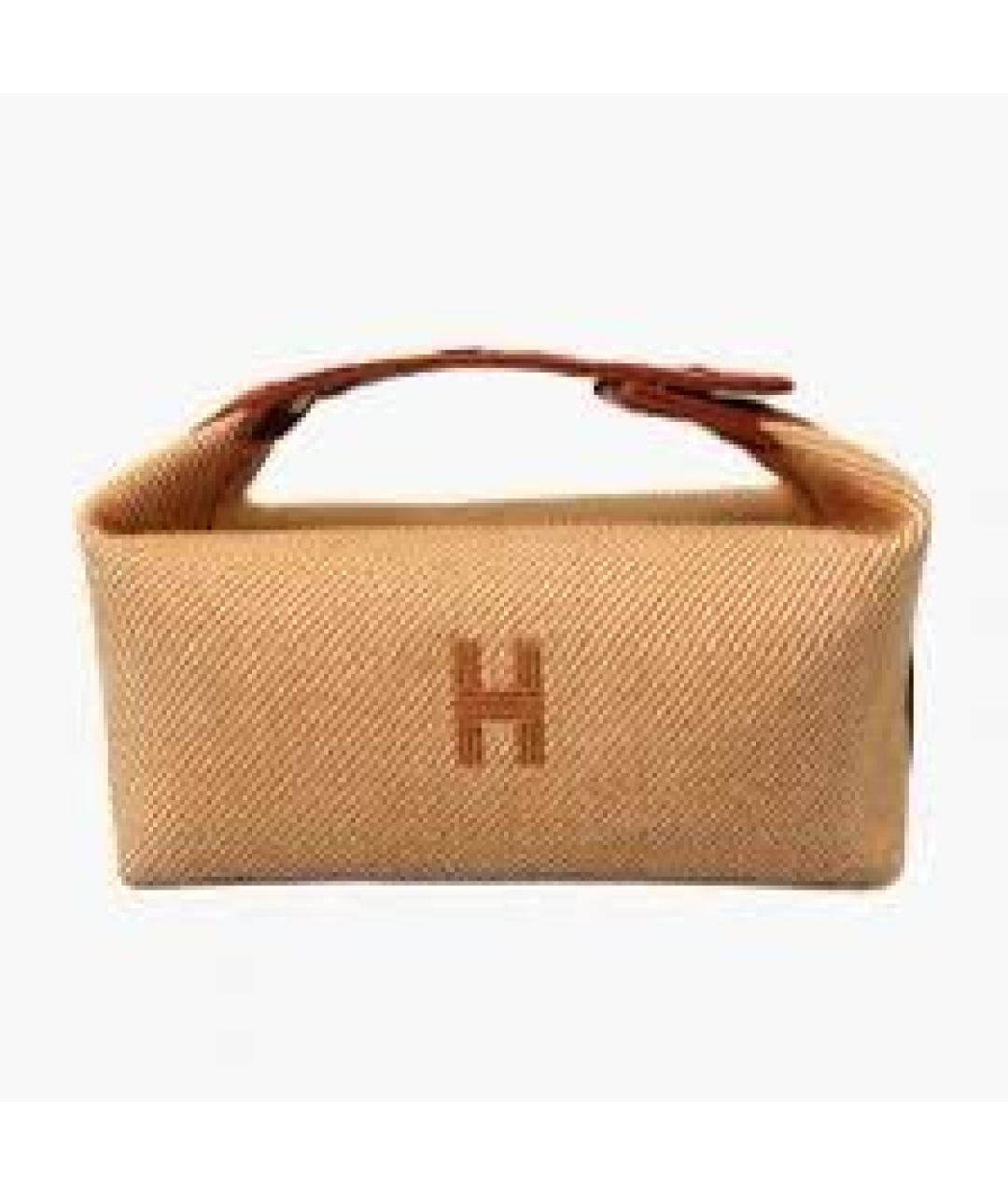 HERMES Бежевая хлопковая косметичка, фото 9