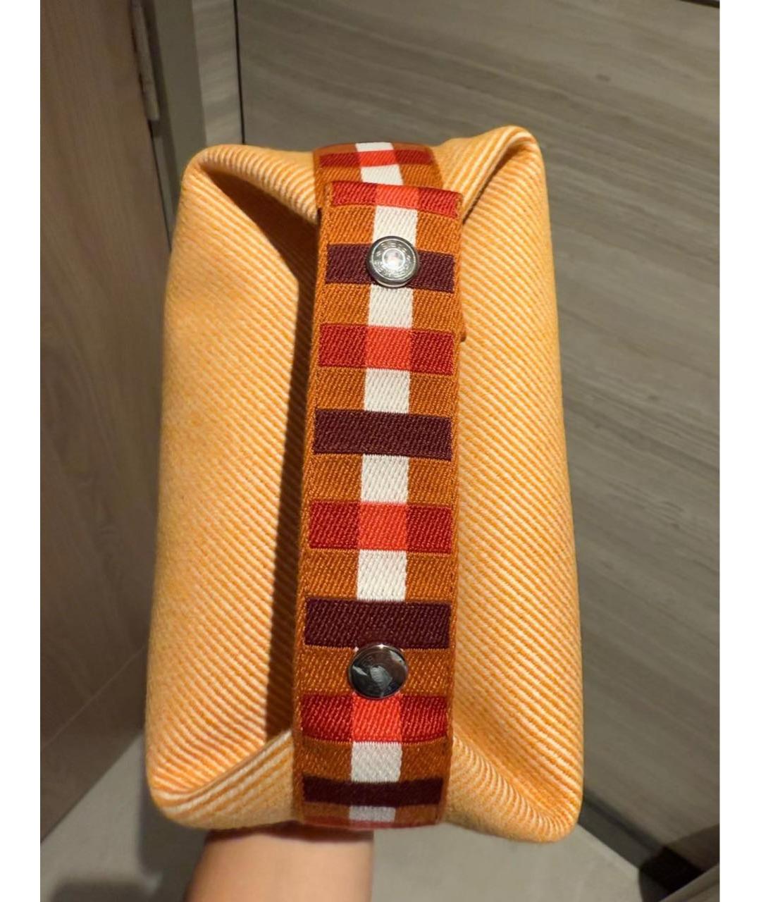 HERMES Бежевая хлопковая косметичка, фото 8