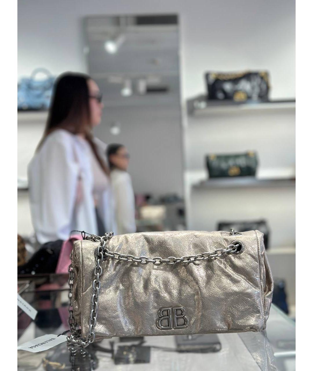 BALENCIAGA Антрацитовая кожаная сумка с короткими ручками, фото 4