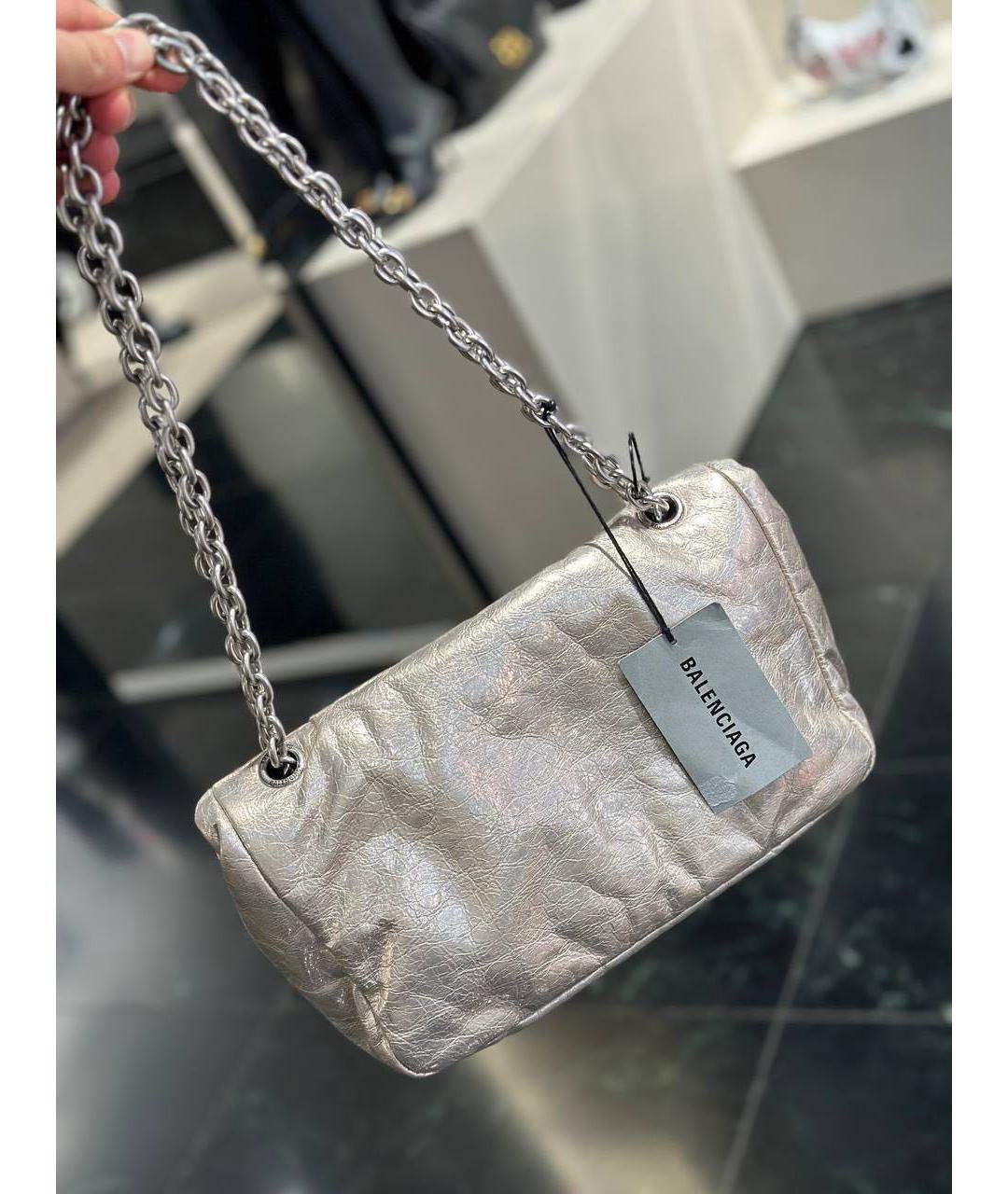 BALENCIAGA Антрацитовая кожаная сумка с короткими ручками, фото 6