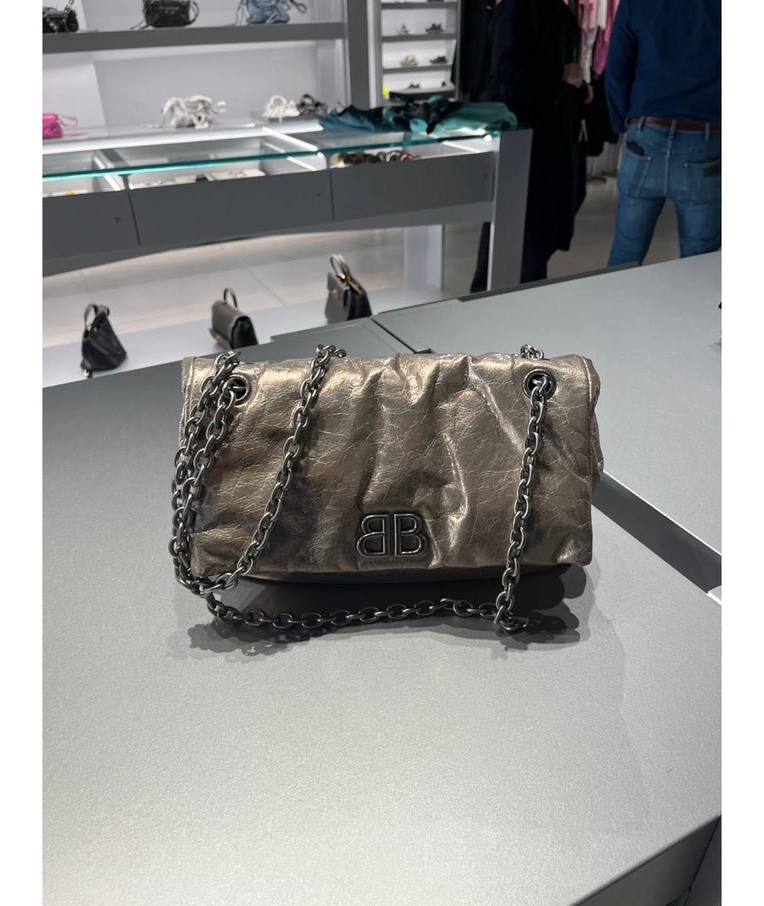 BALENCIAGA Антрацитовая кожаная сумка с короткими ручками, фото 9