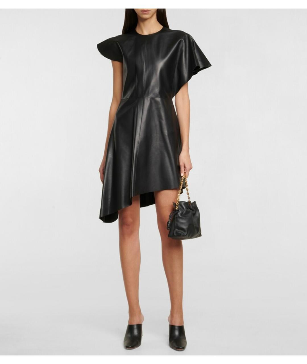 LOEWE Черное кожаное коктейльное платье, фото 8