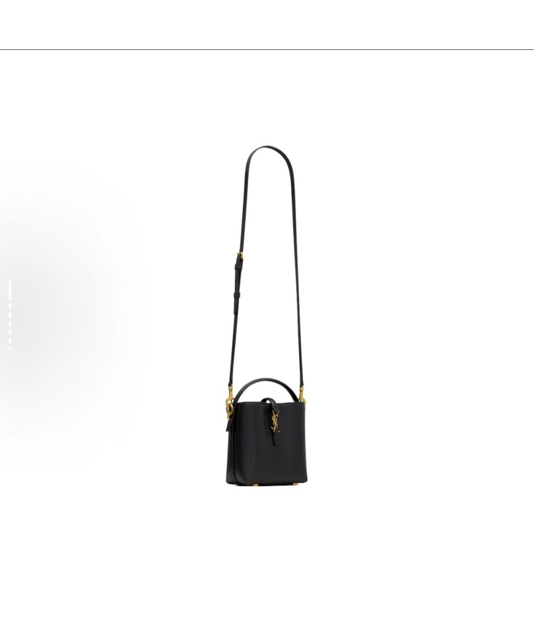 SAINT LAURENT Черная кожаная сумка с короткими ручками, фото 2