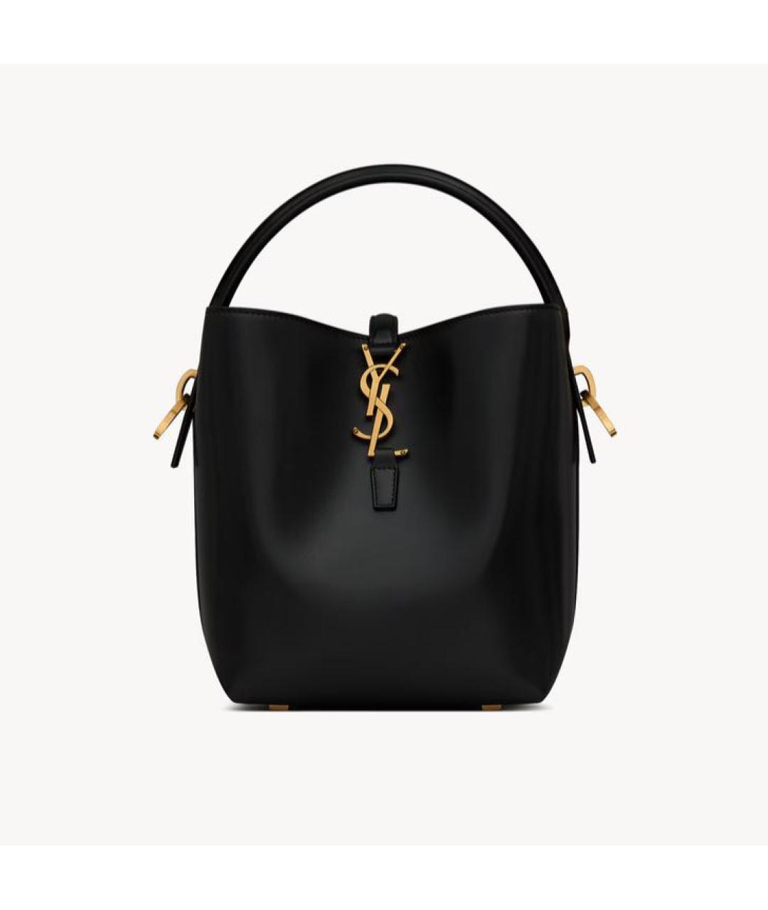 SAINT LAURENT Черная кожаная сумка с короткими ручками, фото 7