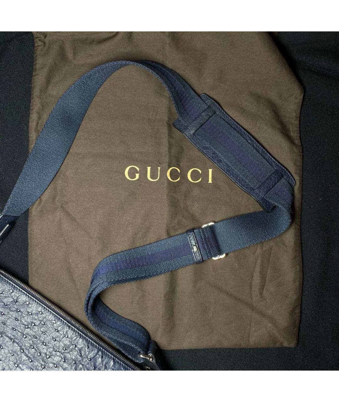 GUCCI Темно-синяя сумка на плечо из экзотической кожи, фото 7