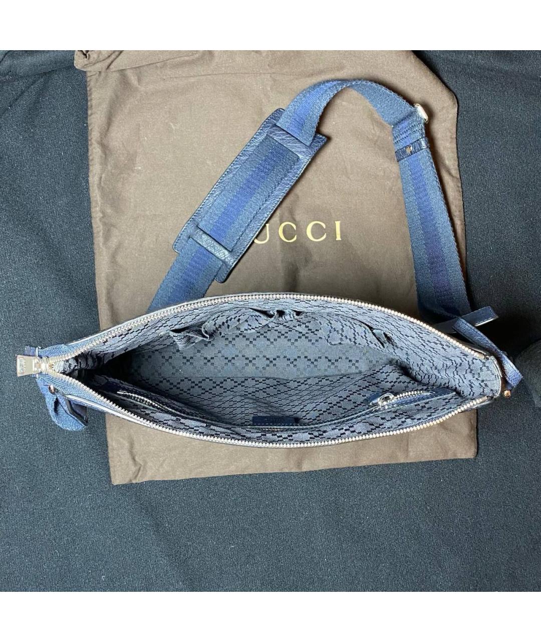 GUCCI Темно-синяя сумка на плечо из экзотической кожи, фото 8