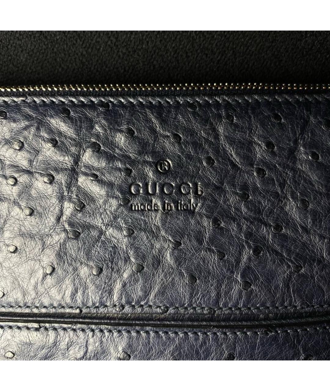 GUCCI Темно-синяя сумка на плечо из экзотической кожи, фото 2